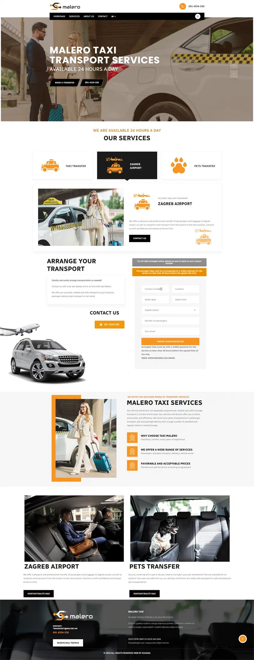 Prikaz web stranice MALERO TAXI SERVICES
