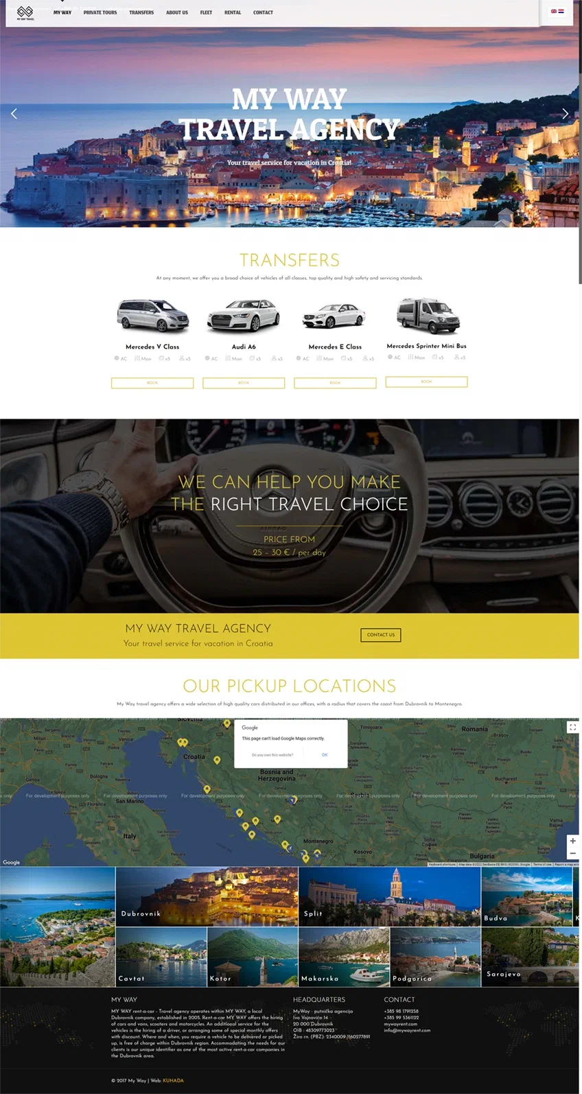 Prikaz web stranice My Way – travel agency