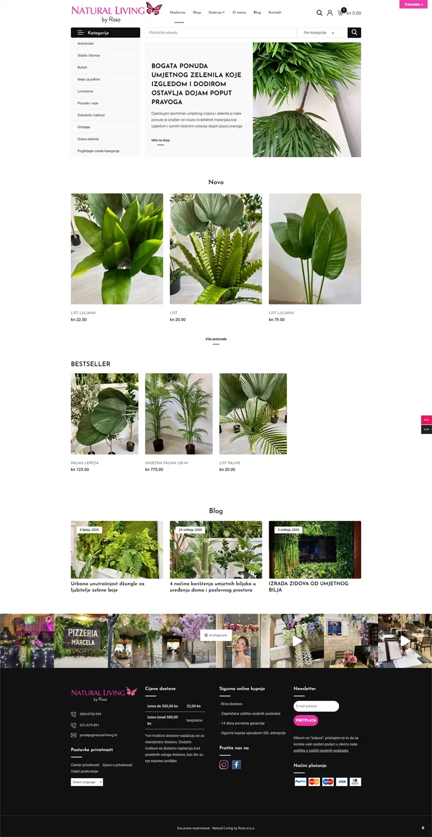 Prikaz web stranice Natural Living