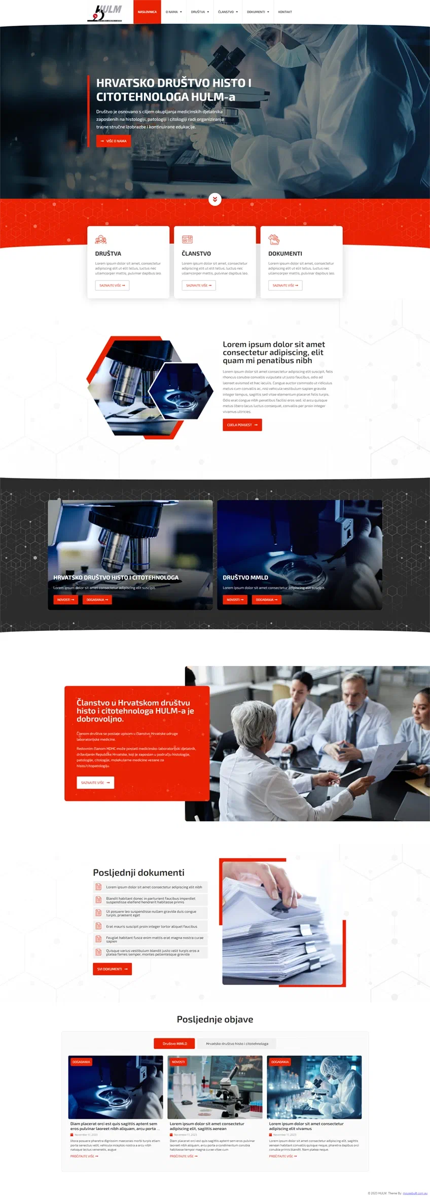 Prikaz web stranice Hulm – Hrvatsko društvo histo i citotehnologa