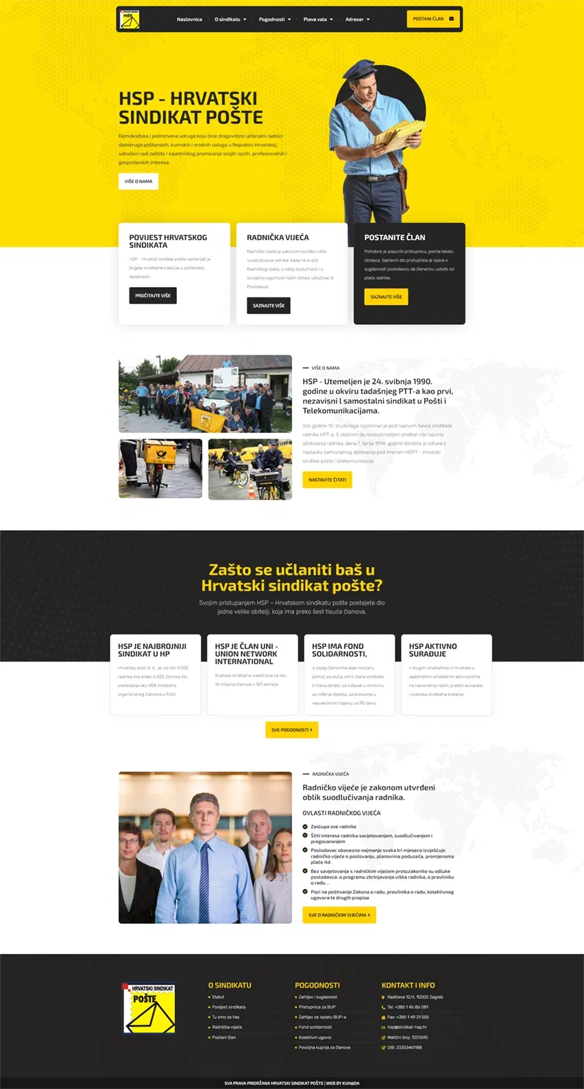 Prikaz web stranice HSP – Hrvatski sindikat pošte