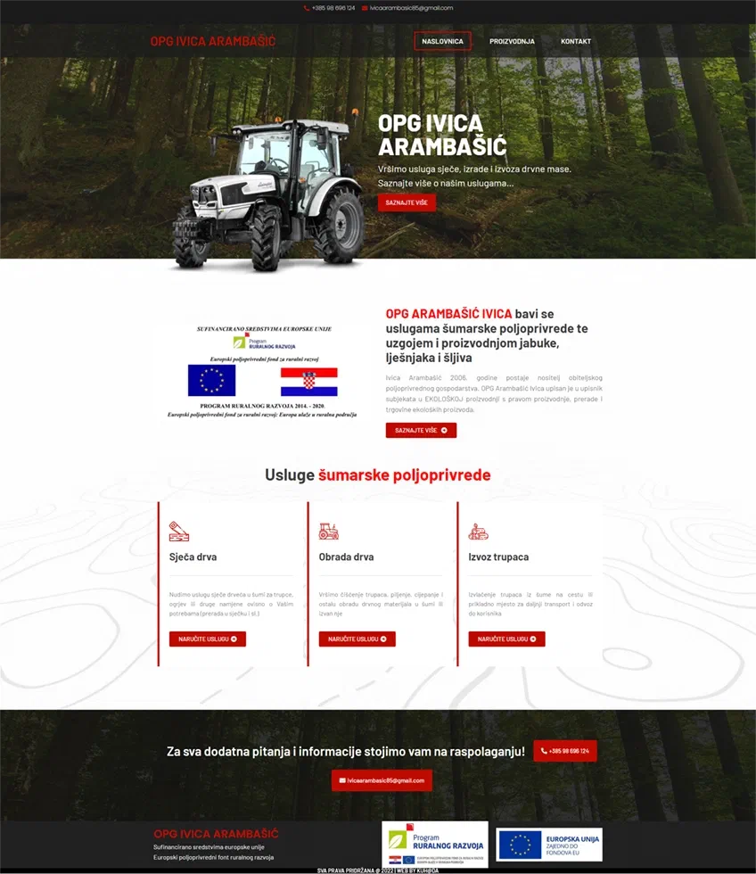 Prikaz web stranice OPG Arambašić