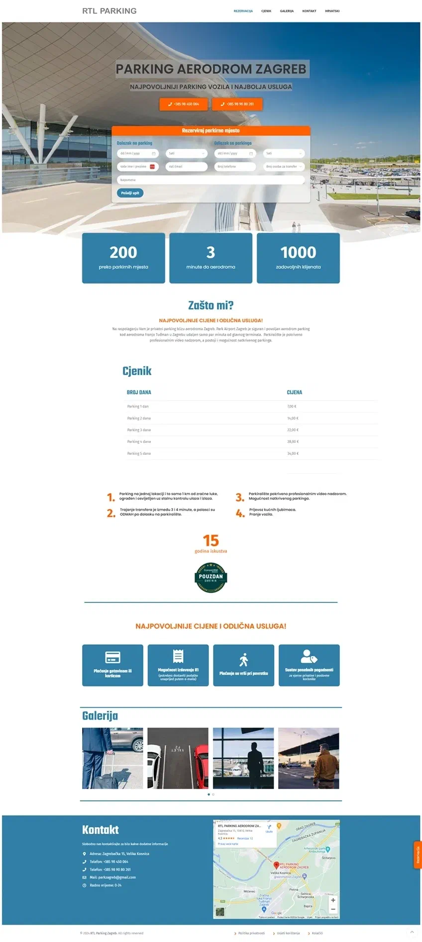 Prikaz web stranice RTL Parking Zagreb – AERODROM ZAGREB