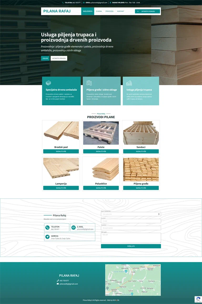 Prikaz web stranice Pilana Rafaj