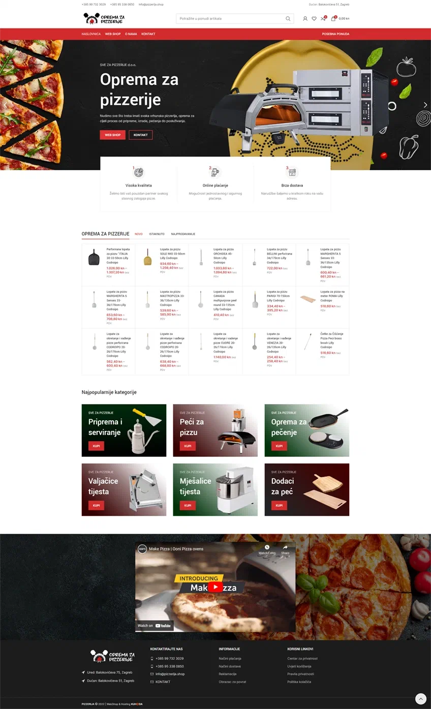 Prikaz web stranice Pizzerija Shop