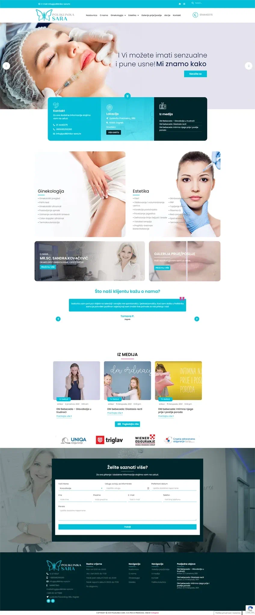 Prikaz web stranice Poliklinika Sara