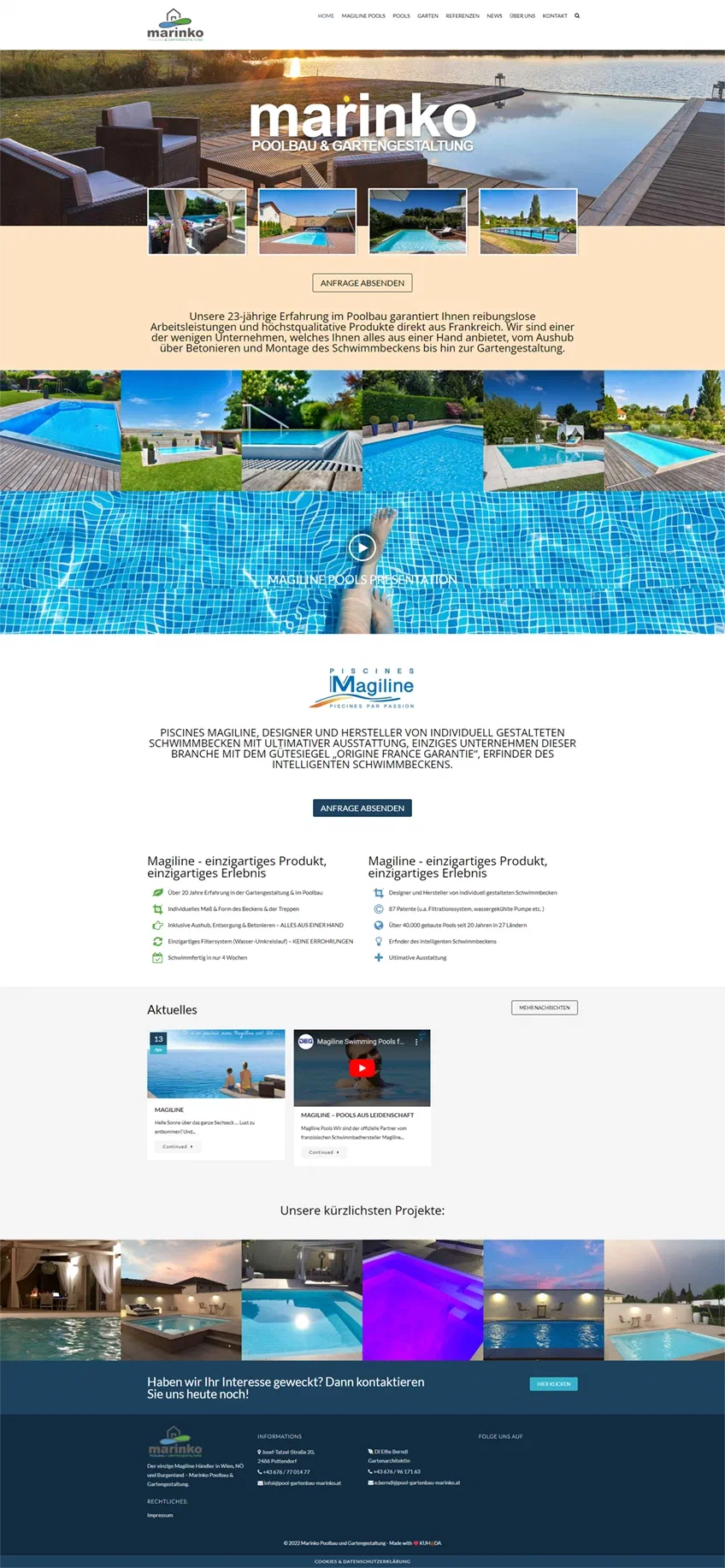 Prikaz web stranice Marinko Poolbau und Gartengestaltung