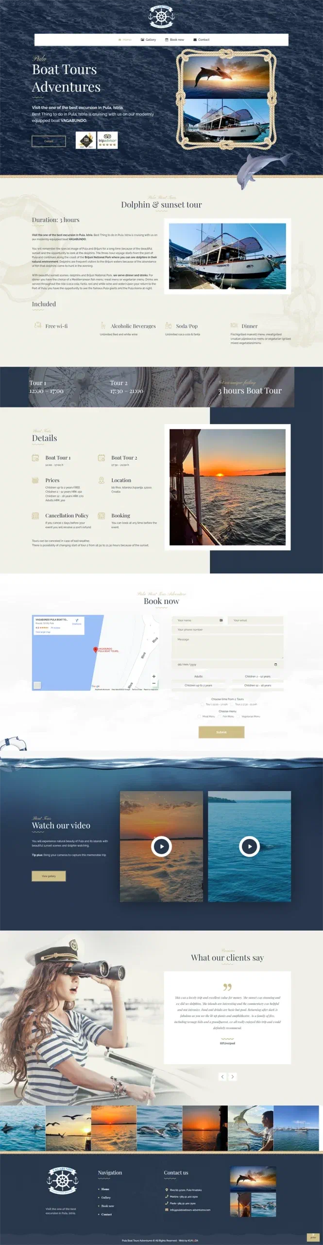 Prikaz web stranice Pula Boat Tours Adventures