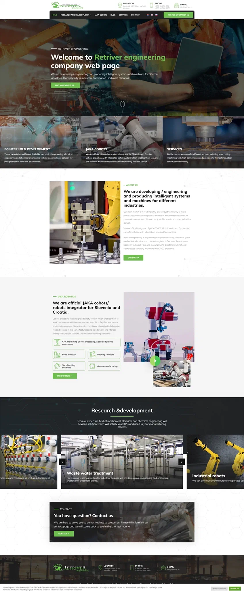 Prikaz web stranice RETRIVER ENGINEERING