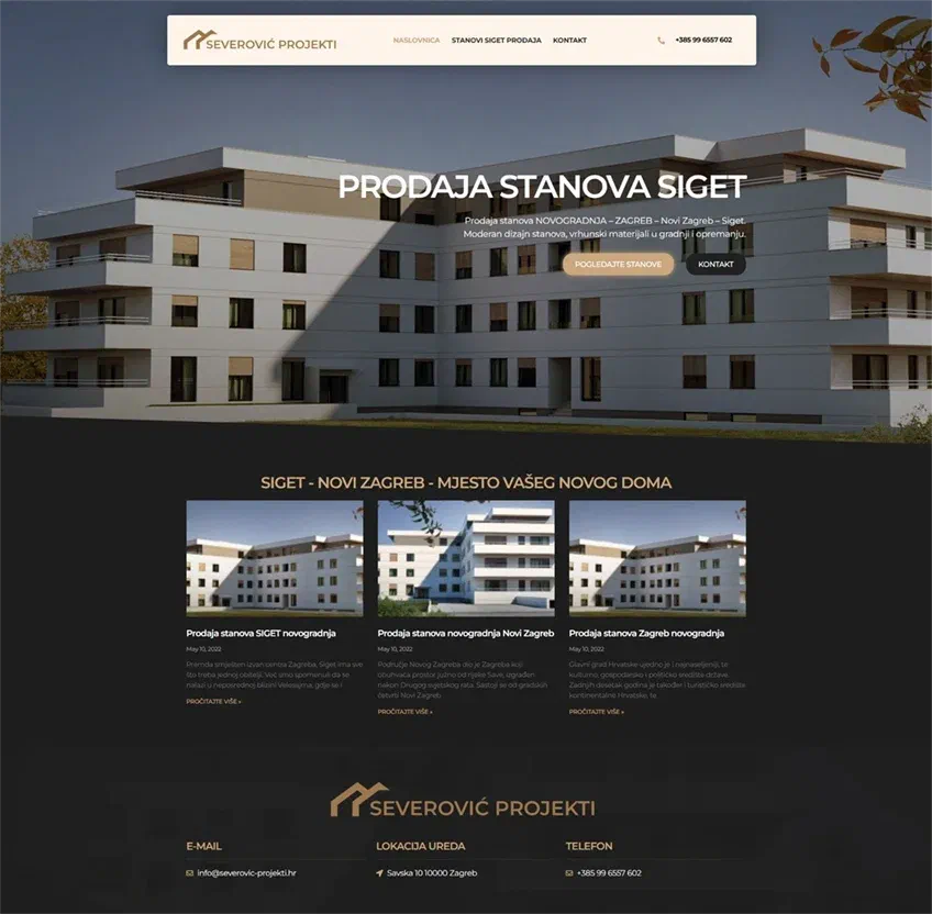Prikaz web stranice Severović Projekti