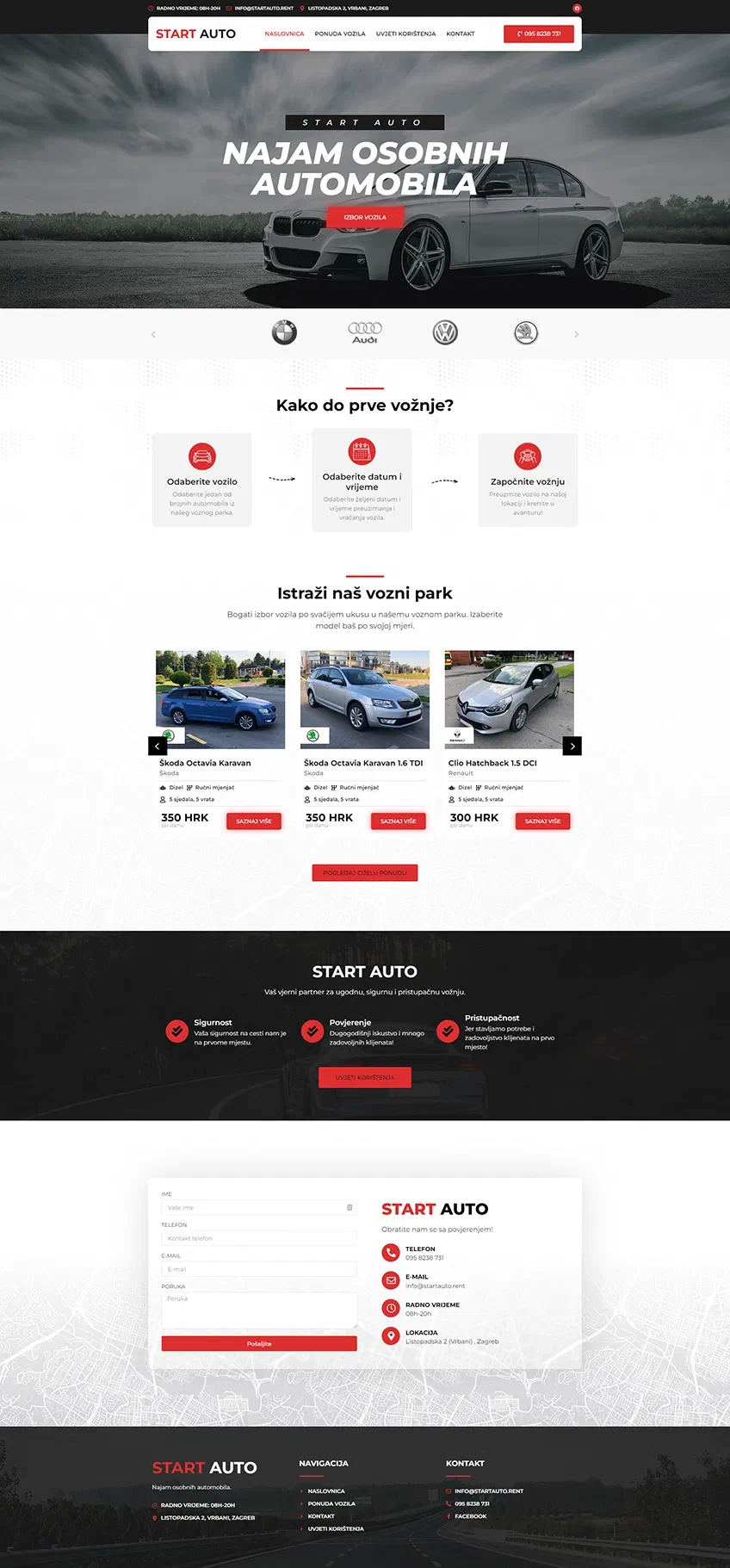 Prikaz web stranice START AUTO