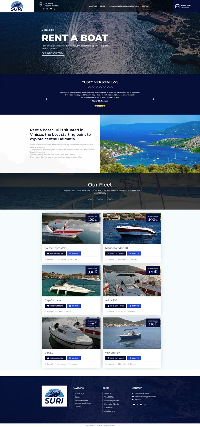 Prikaz web stranice Rent a boat Suri