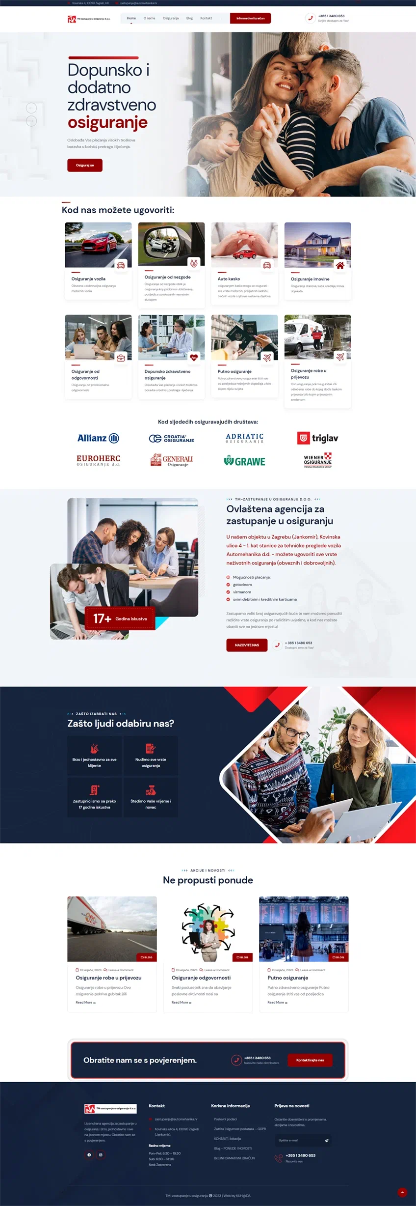 Prikaz web stranice TM-Zastupanje – Zagreb
