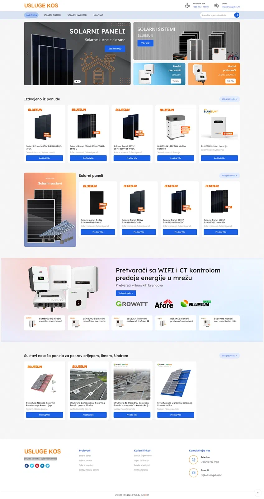 Prikaz web stranice Usluge Kos