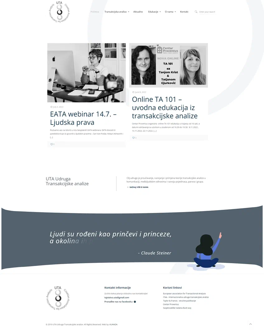 Prikaz web stranice Udruga UTA