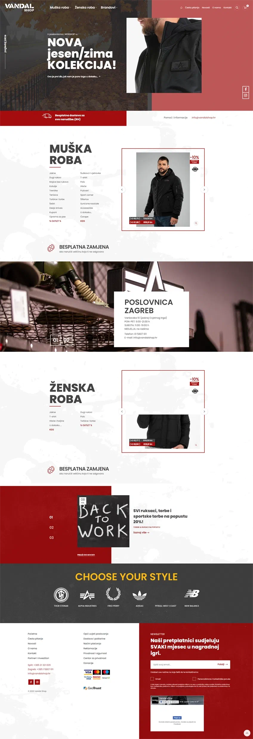 Prikaz web stranice Vandal Shop
