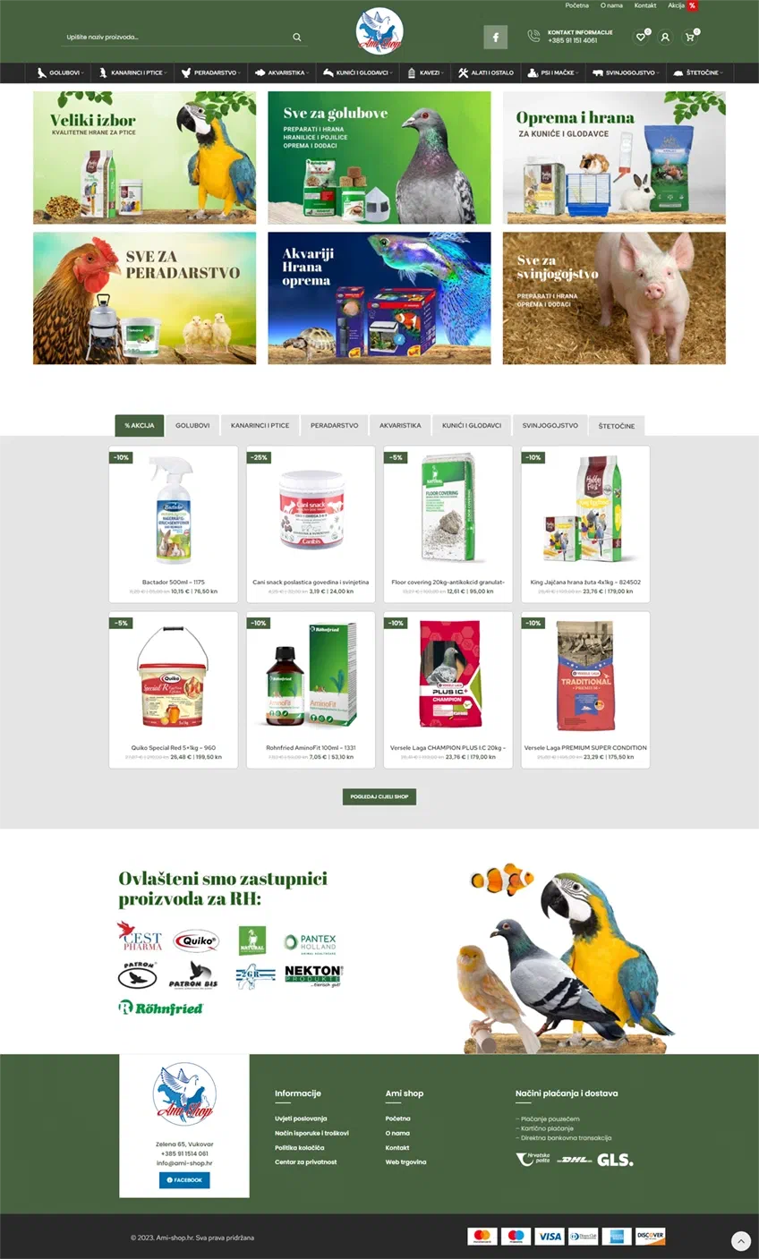 Prikaz web stranice Ami Shop