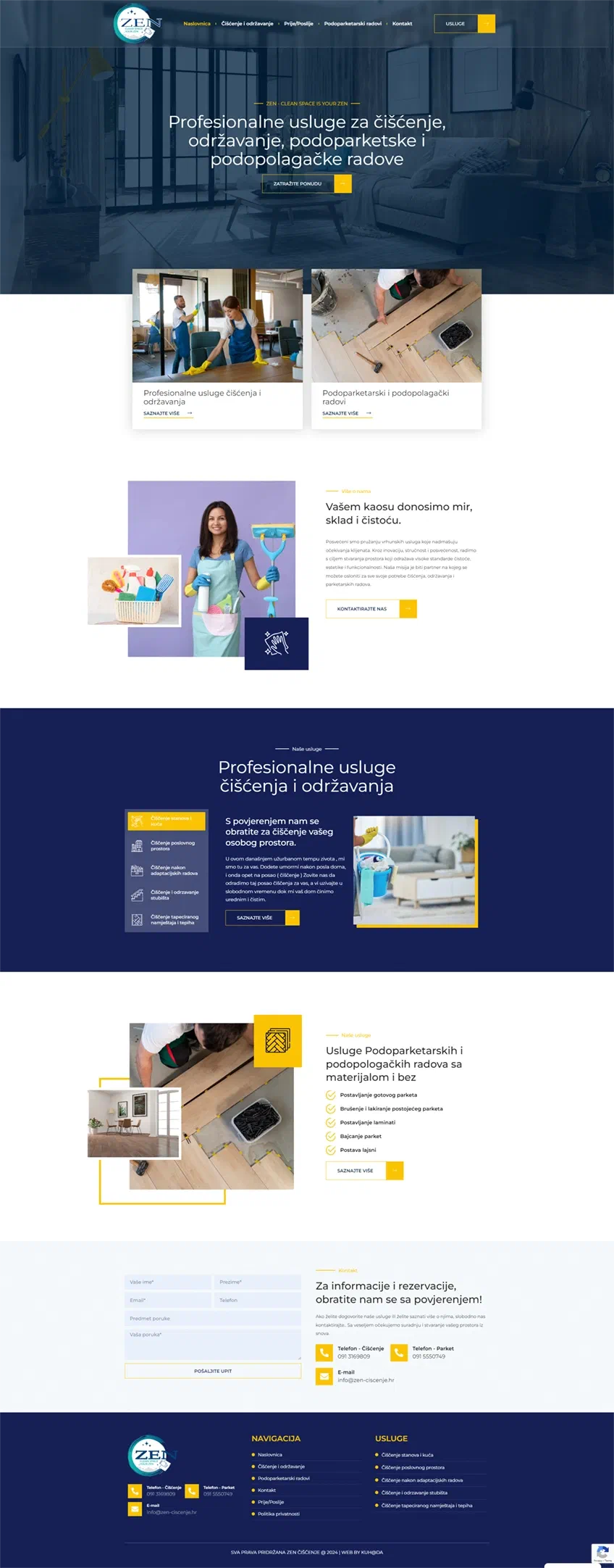 Prikaz web stranice ZEN servis za čišćenje – Zagreb