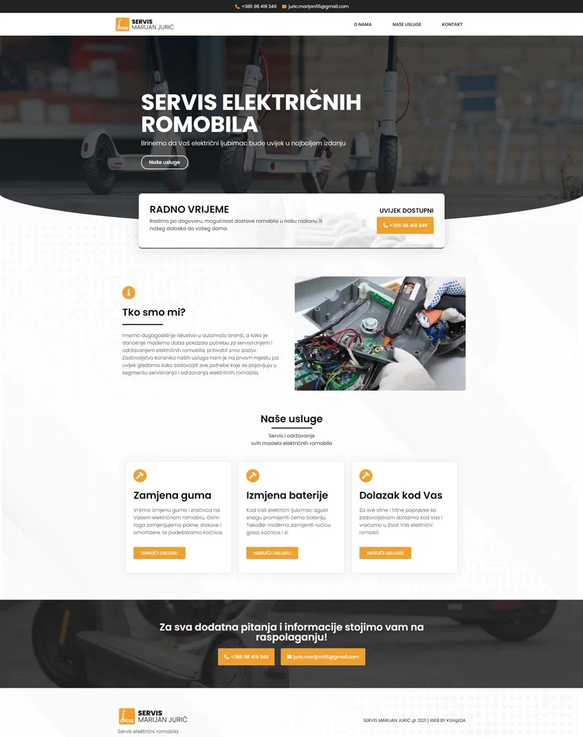 Prikaz web stranice Servis elektricnih romobila
