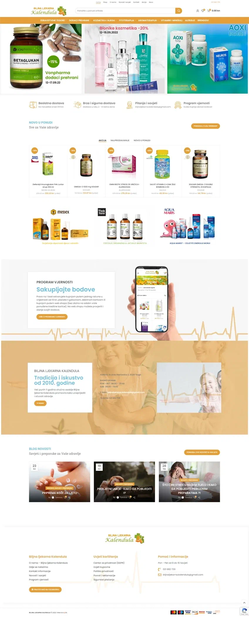 Prikaz web stranice Biljna Ljekarne Kalendula