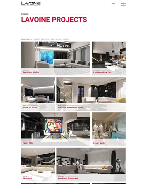 Prikaz web stranice Lavoine design