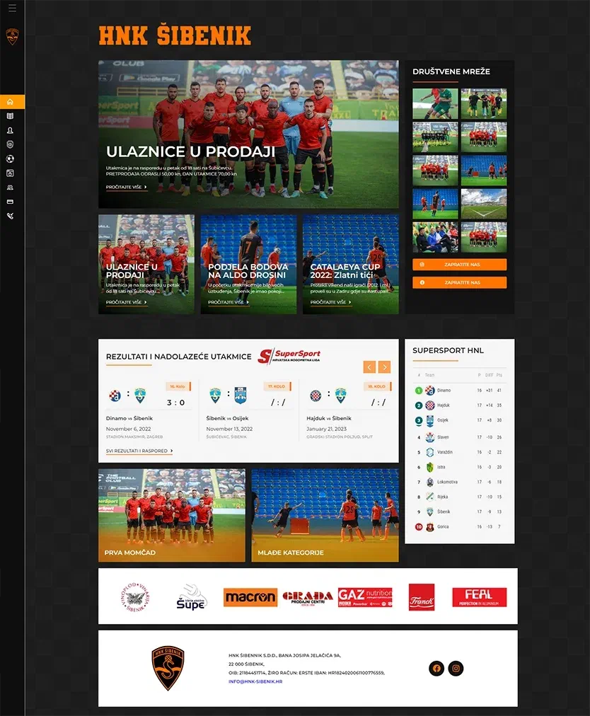 Prikaz web stranice Nogometni klub HNK