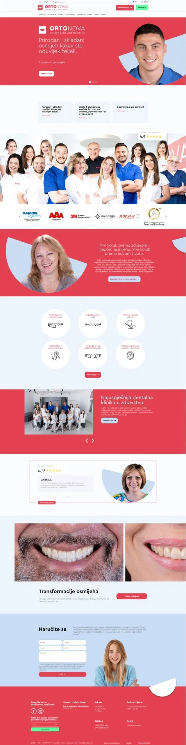Prikaz web stranice Orto-Nova Dentalni centar