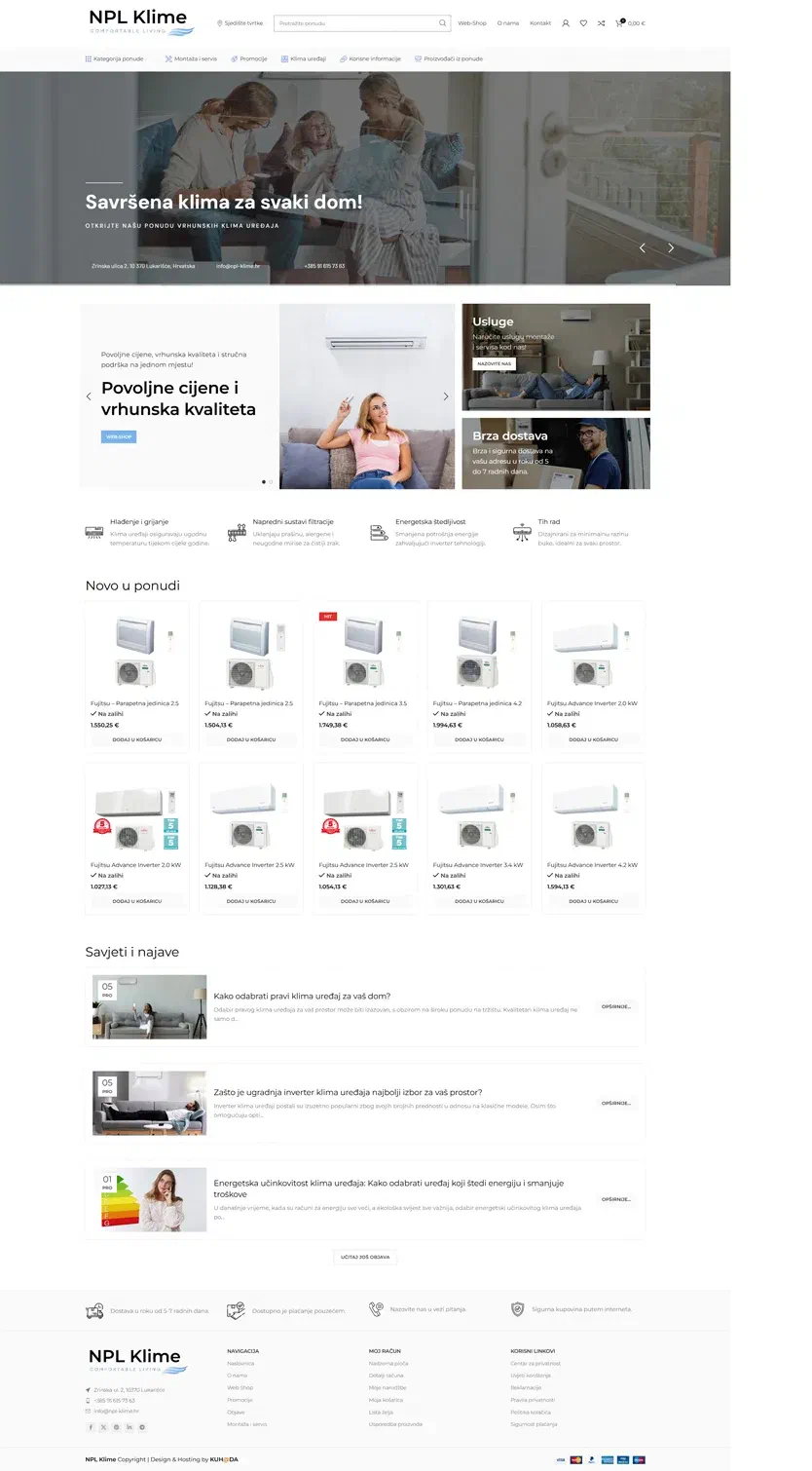 Prikaz web stranice NPL Klime
