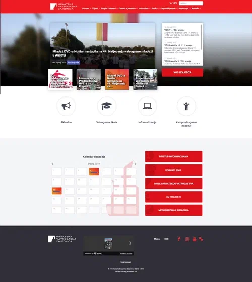 Prikaz web stranice Hrvatska vatrogasna zajednica (HVZ)