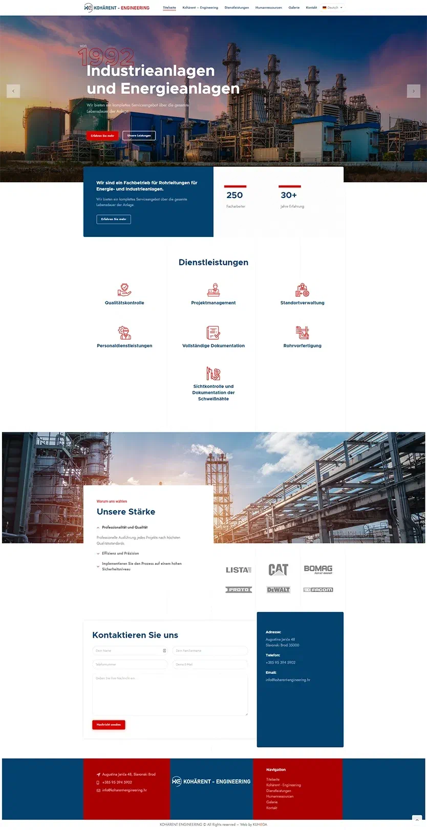 Prikaz web stranice Kohärent – Engineering