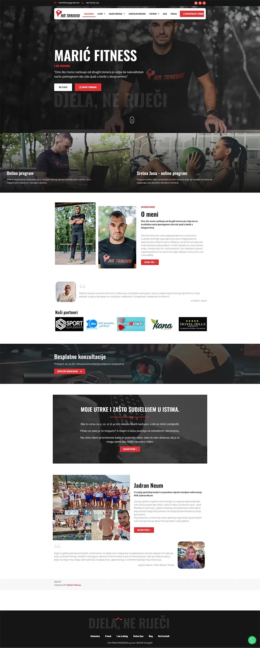 Prikaz web stranice Maric Fitness