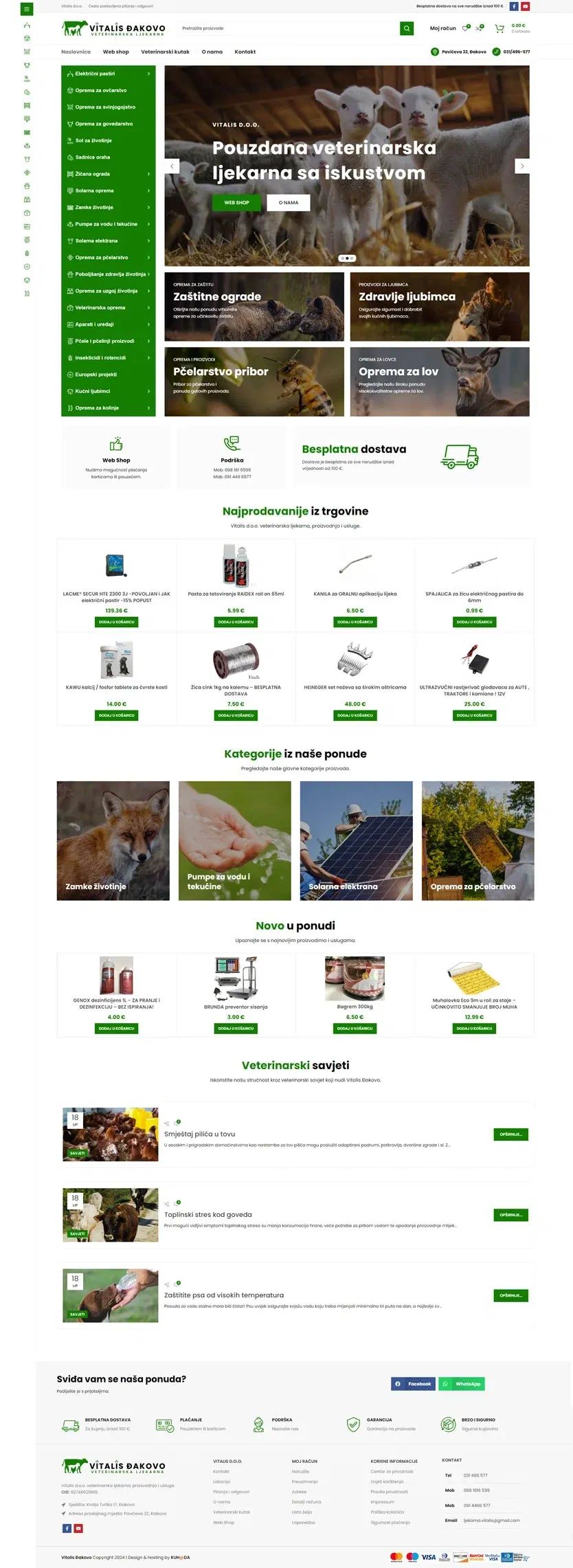 Prikaz web stranice Vitalis Đakovo Veterinarska ljekarna VITALIS d.o.o.