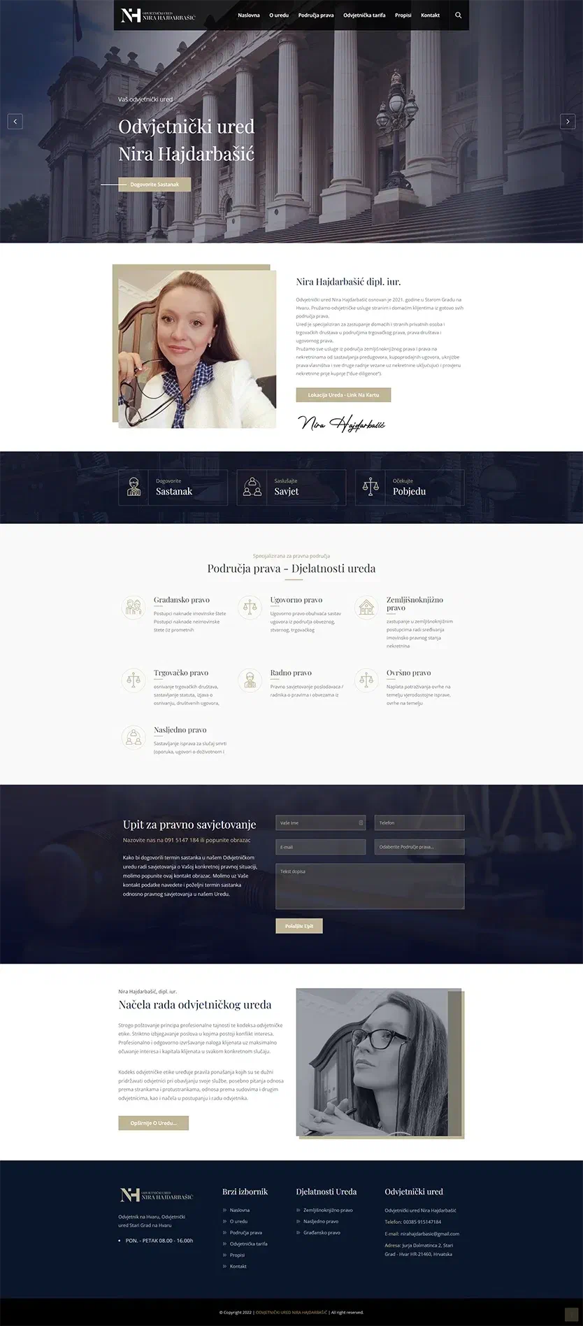 Prikaz web stranice Odvjetnički ured Nira Hajdarbašić