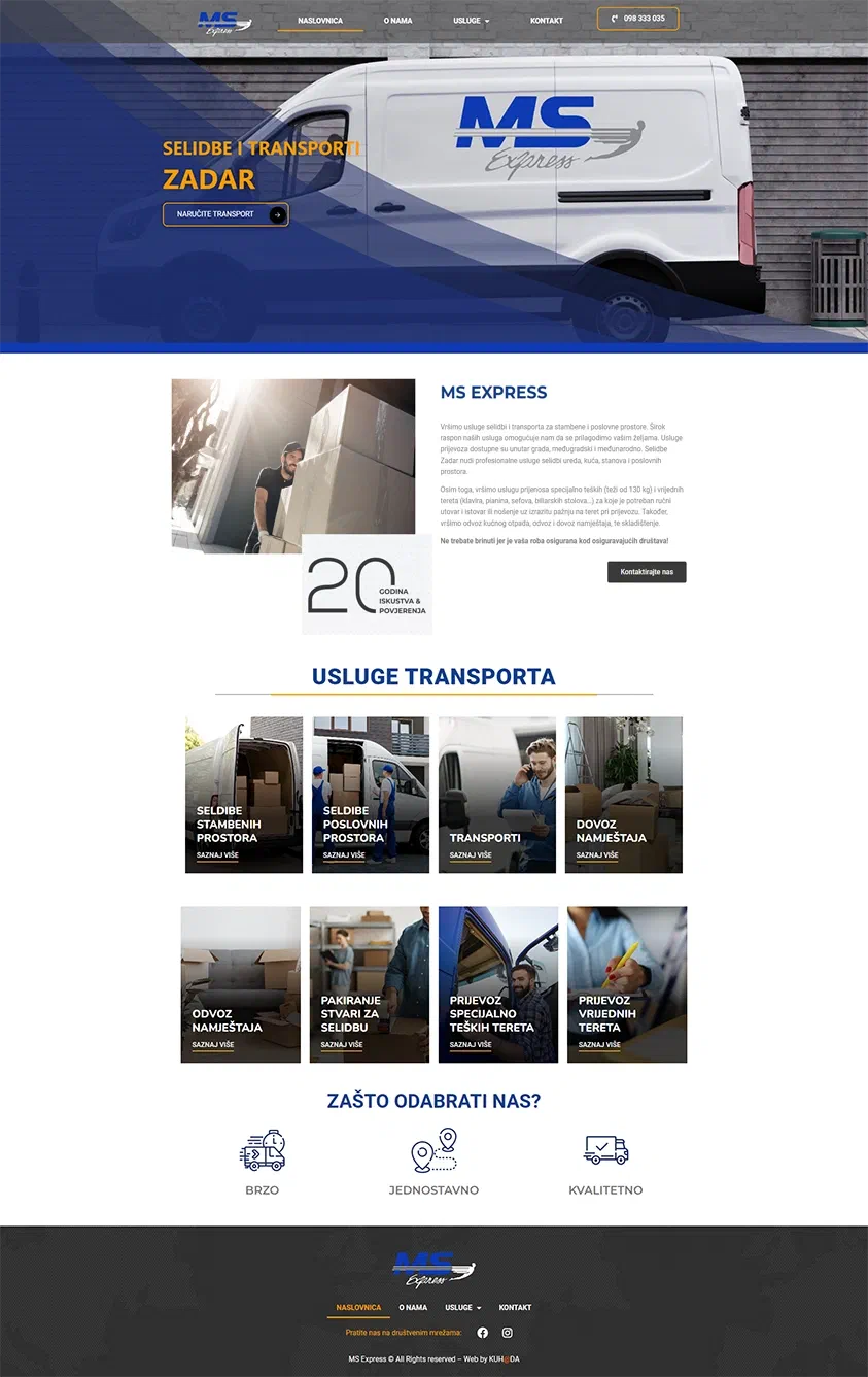 Prikaz web stranice Selidbe Zadar