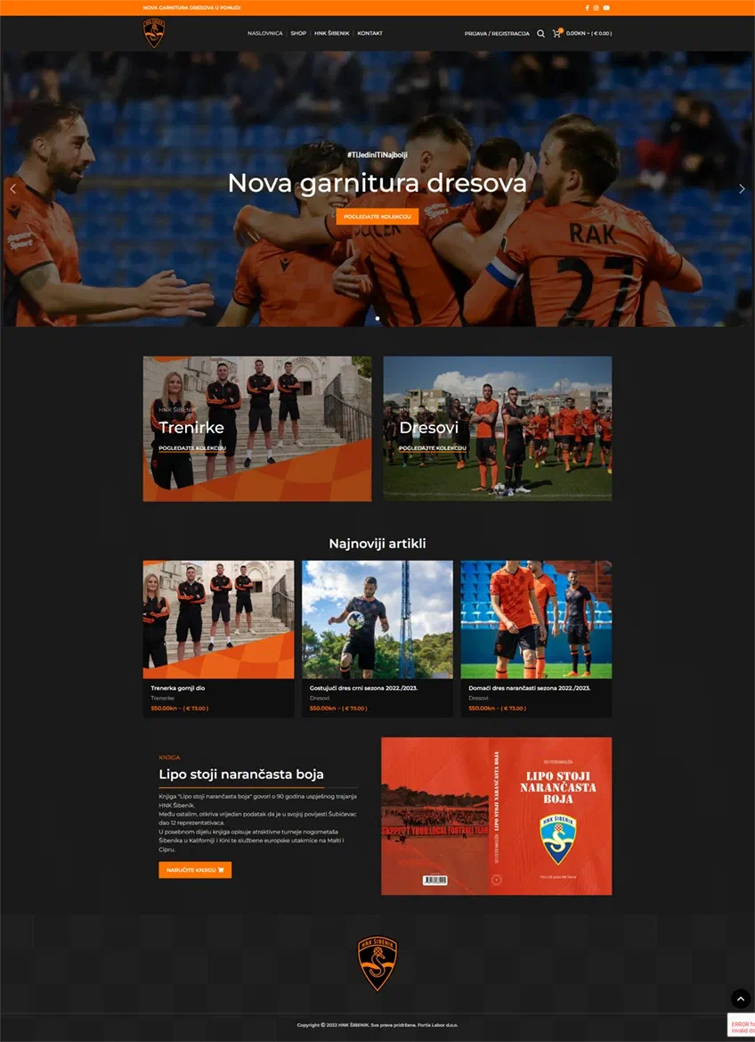 Prikaz web stranice Shop Nogometni klub