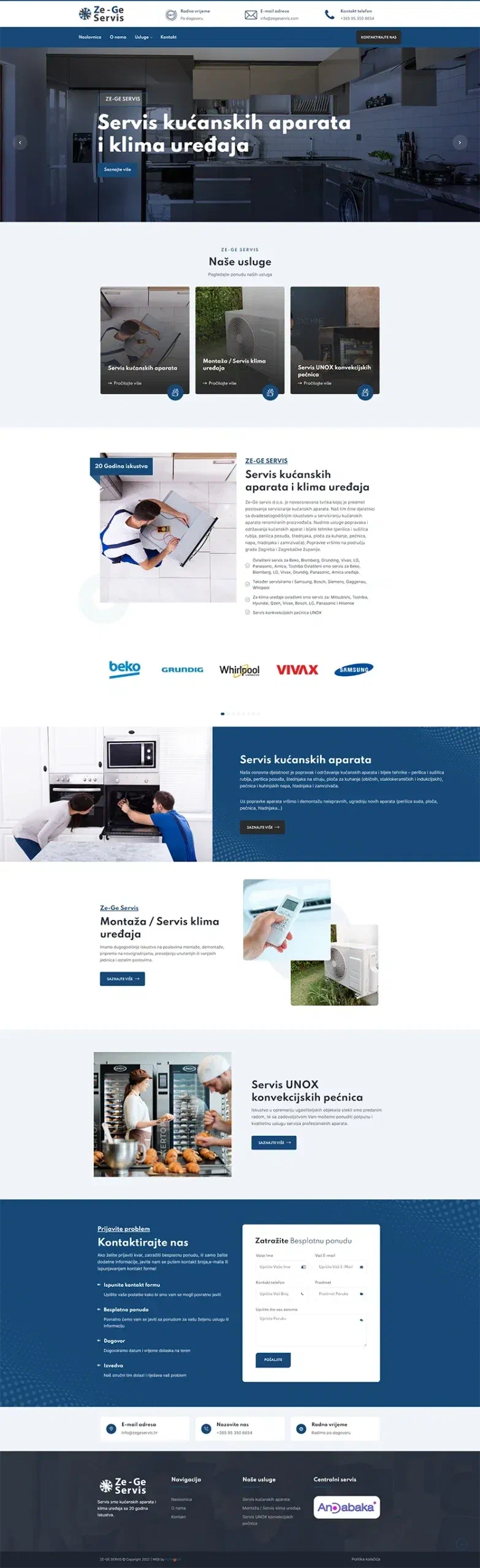 Prikaz web stranice Ze-Ge servis