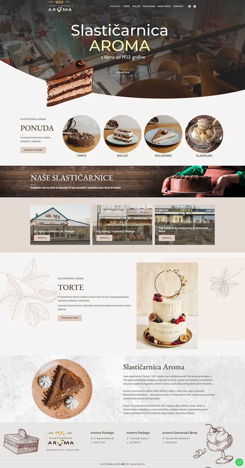 Prikaz web stranice Slastičarnica “Aroma”