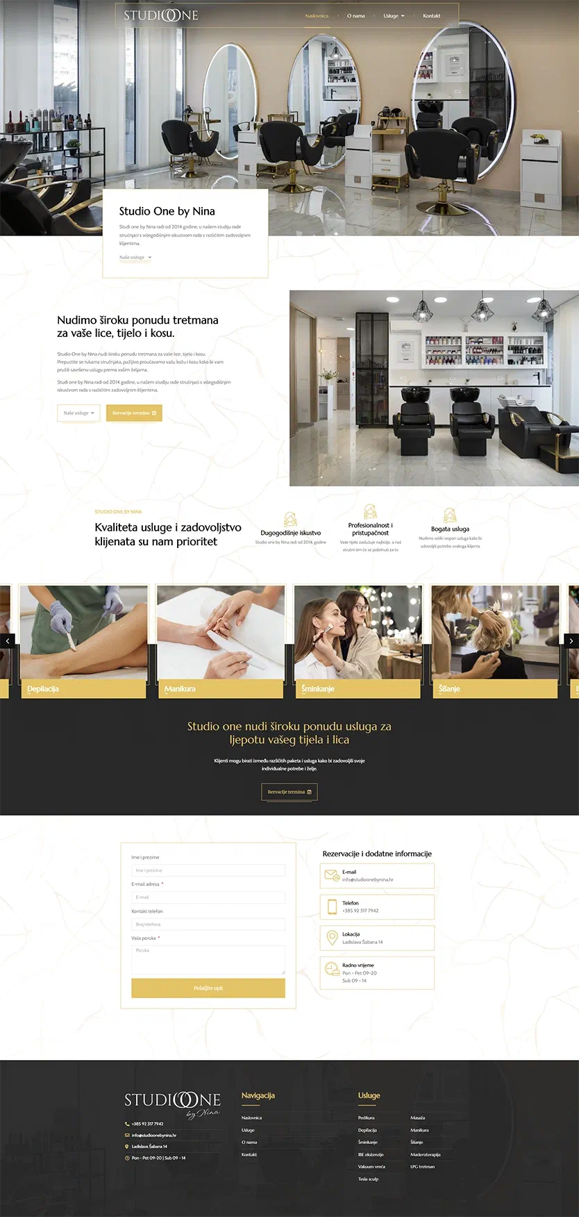 Prikaz web stranice STUDIO ONE by NINA