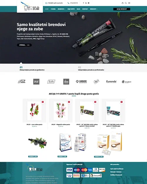 Prikaz web stranice Sve za zube dental web shop