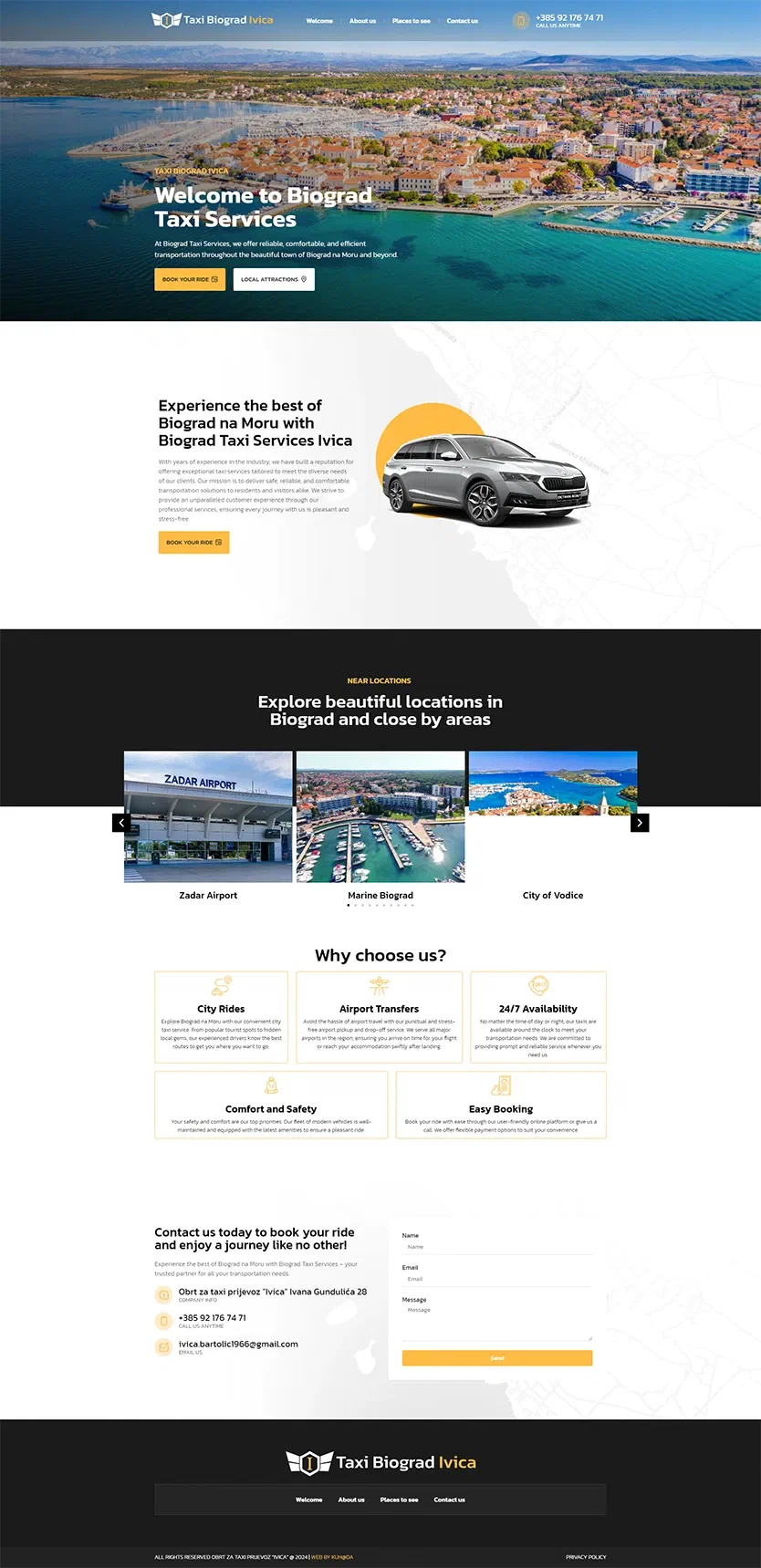 Prikaz web stranice TAXI IVICA Biograd