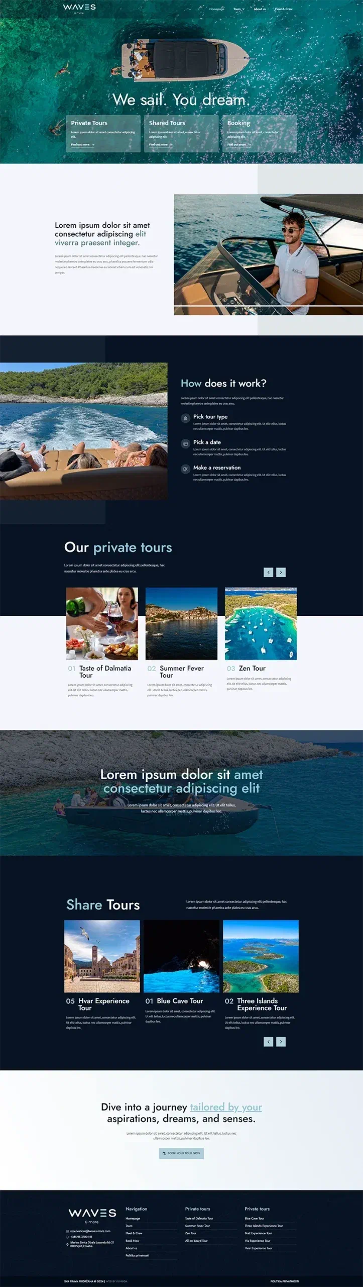 Prikaz web stranice Waves Adriatic Tours