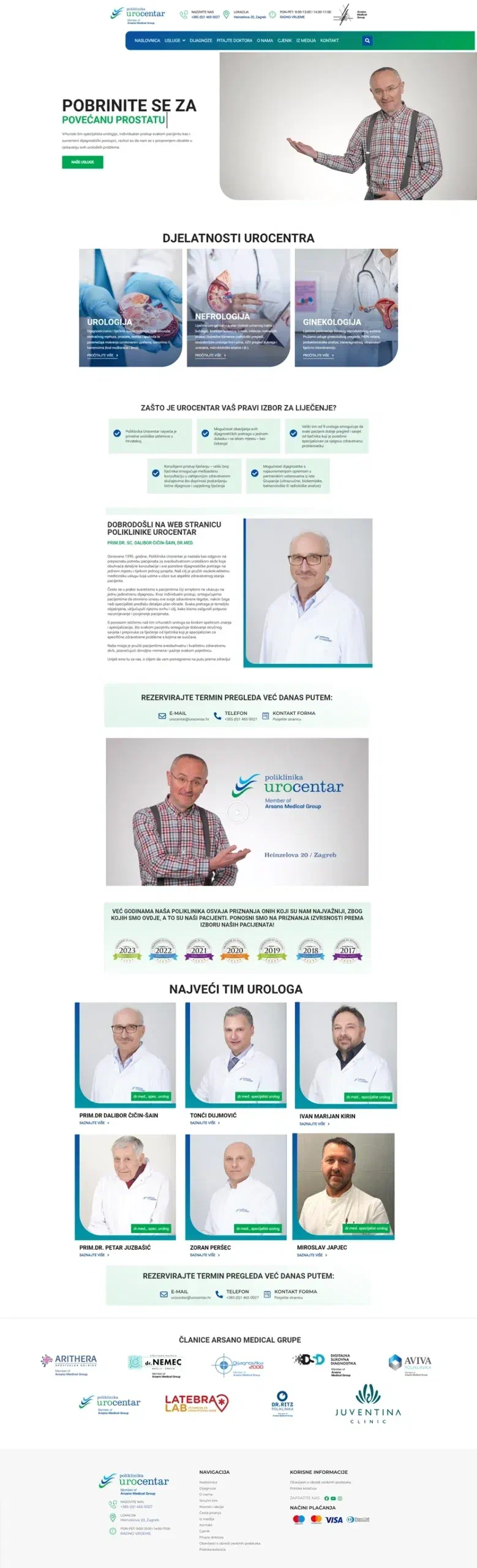 Prikaz web stranice Poliklinika Urocentar